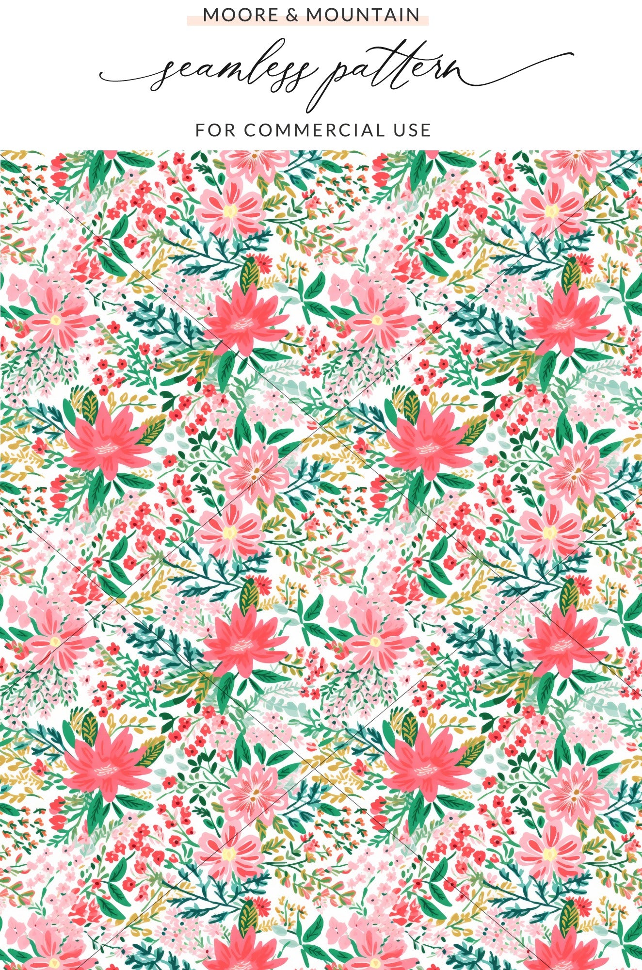 Vibrant Floral Seamless Pattern for Commercial Use