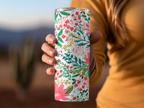 Floral Design Insulated Tumbler Travel Mug for Hot and Cold Drinks