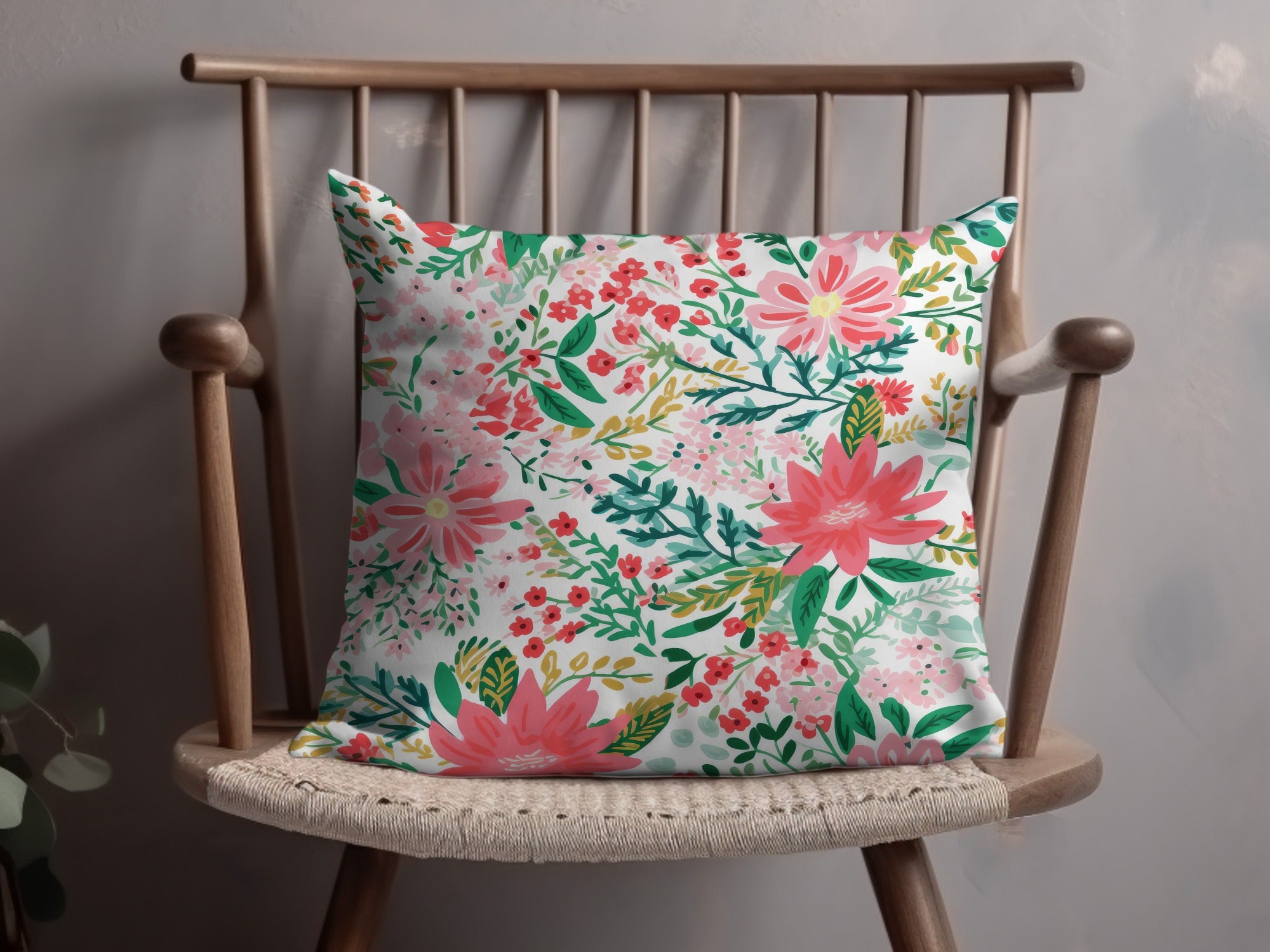 Colorful Botanical Print Decorative Cushion Cover