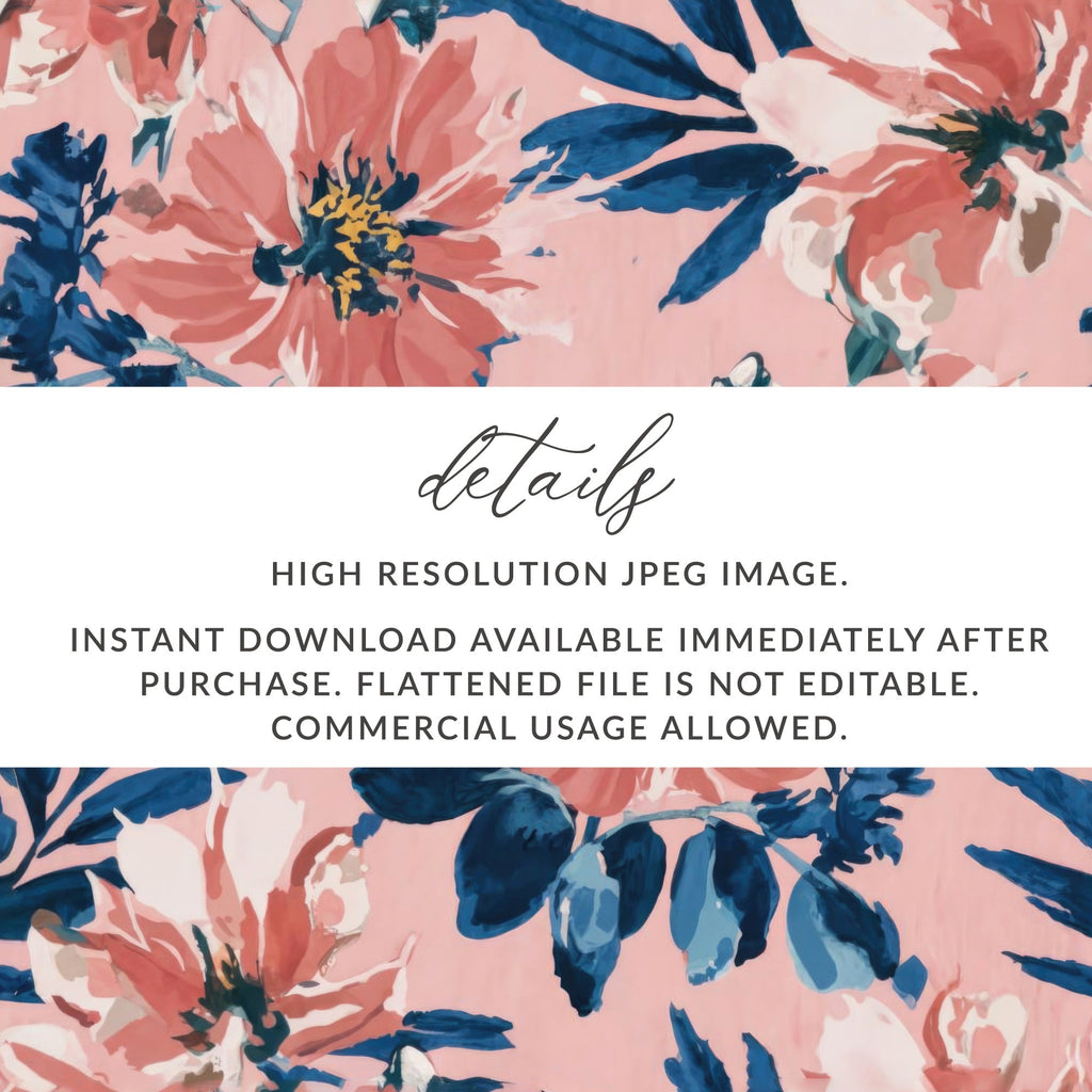Blush Pink Modern Summer Floral Pattern Blue and Navy - Moore and Mountain