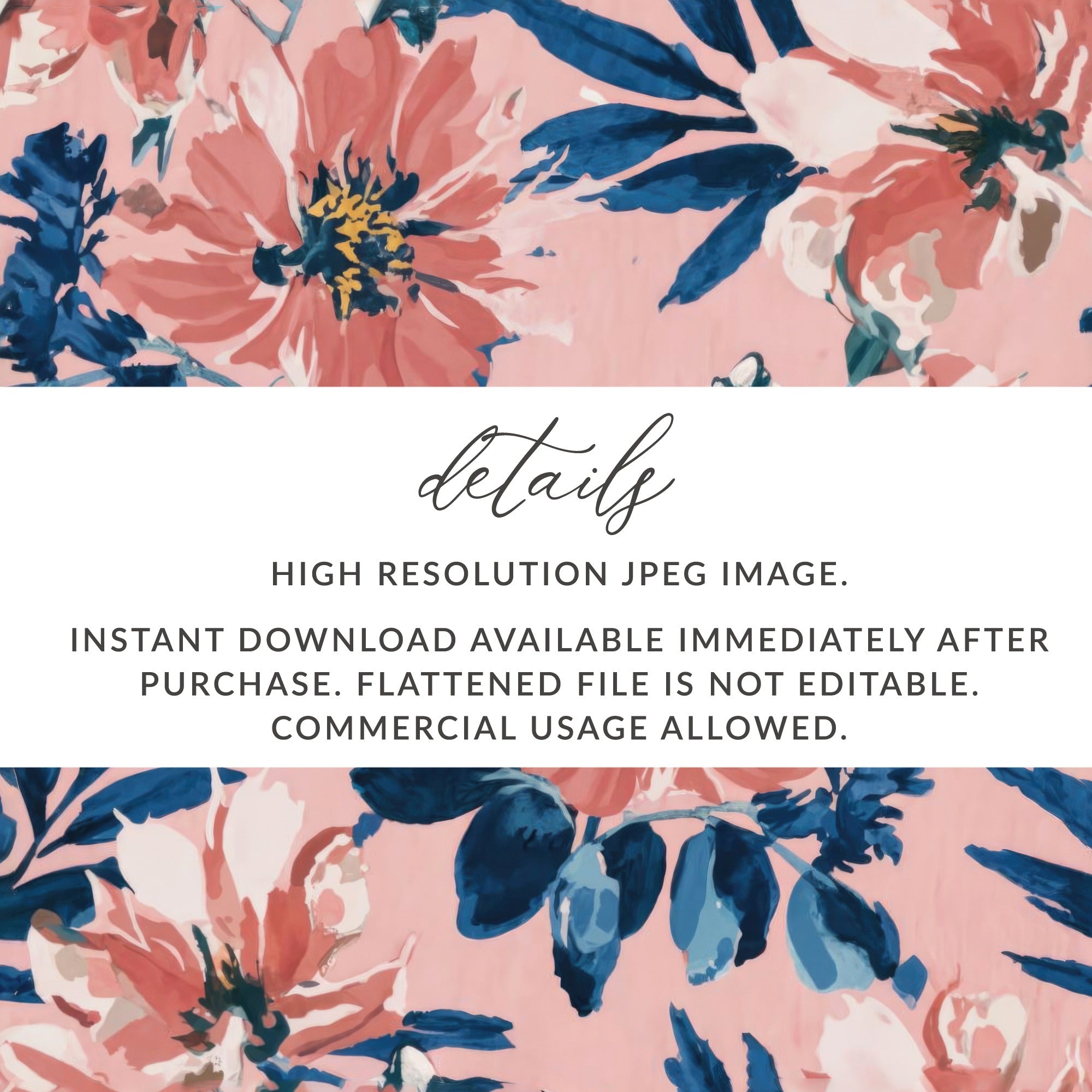 Blush Pink Modern Summer Floral Pattern Blue and Navy - Moore and Mountain