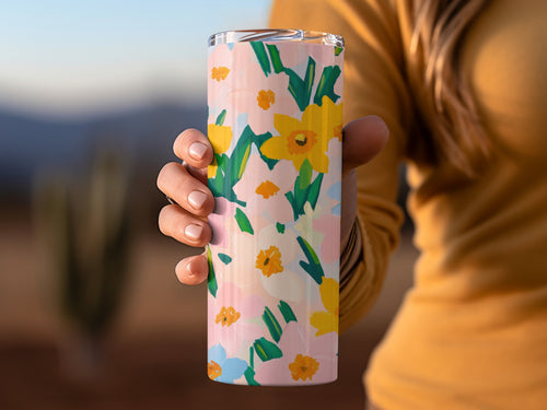 Vibrant Floral Design Insulated Tumbler Travel Cup