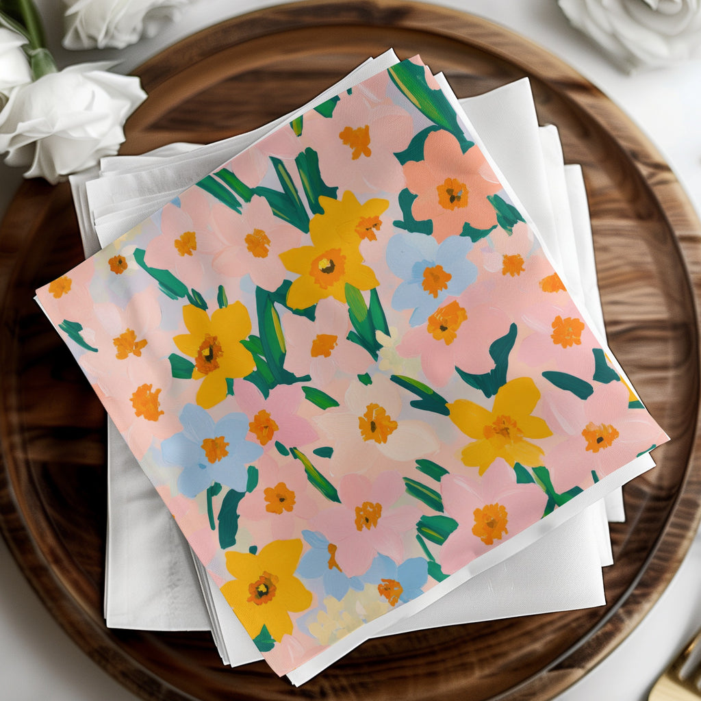 Bright Floral Print Napkins for Spring Party Decor