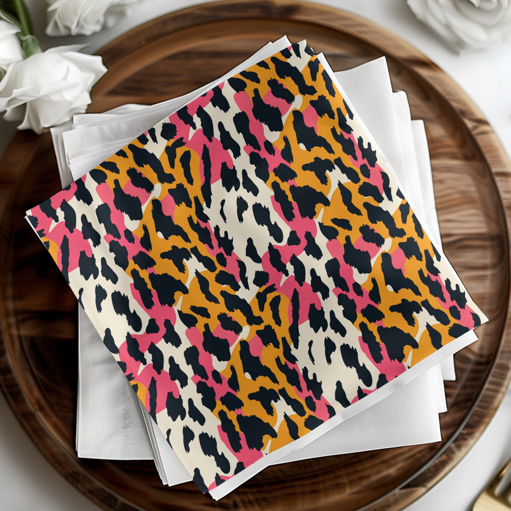 Vibrant Leopard Print Decorative Napkin Set for Elegant Dining