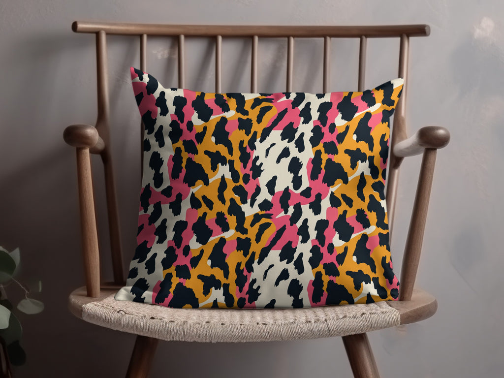 Vibrant Multicolor Leopard Print Decorative Cushion Cover