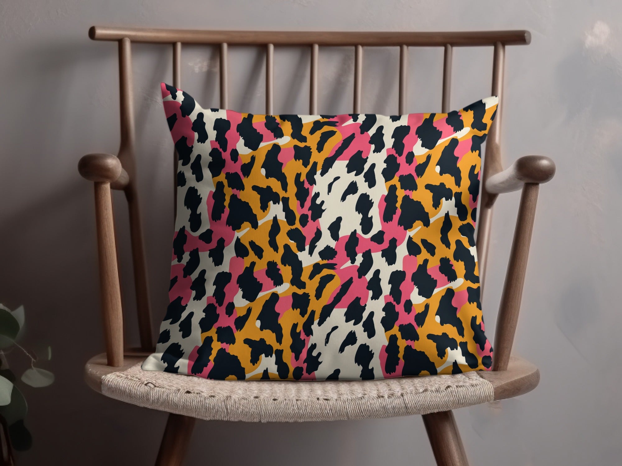 Vibrant Multicolor Leopard Print Decorative Cushion Cover