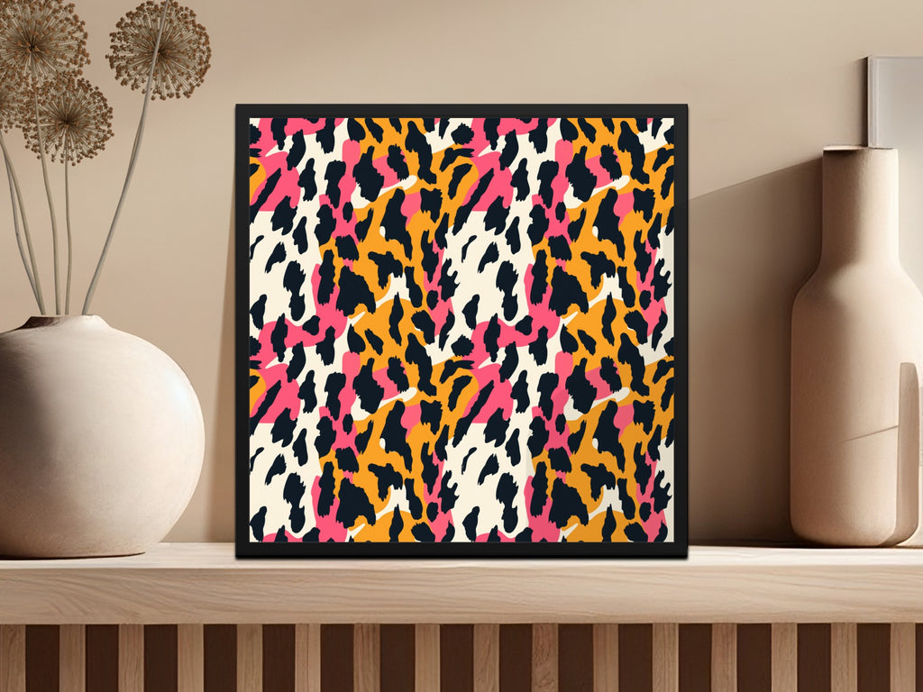 Colorful Abstract Animal Print Art in Black Frame product