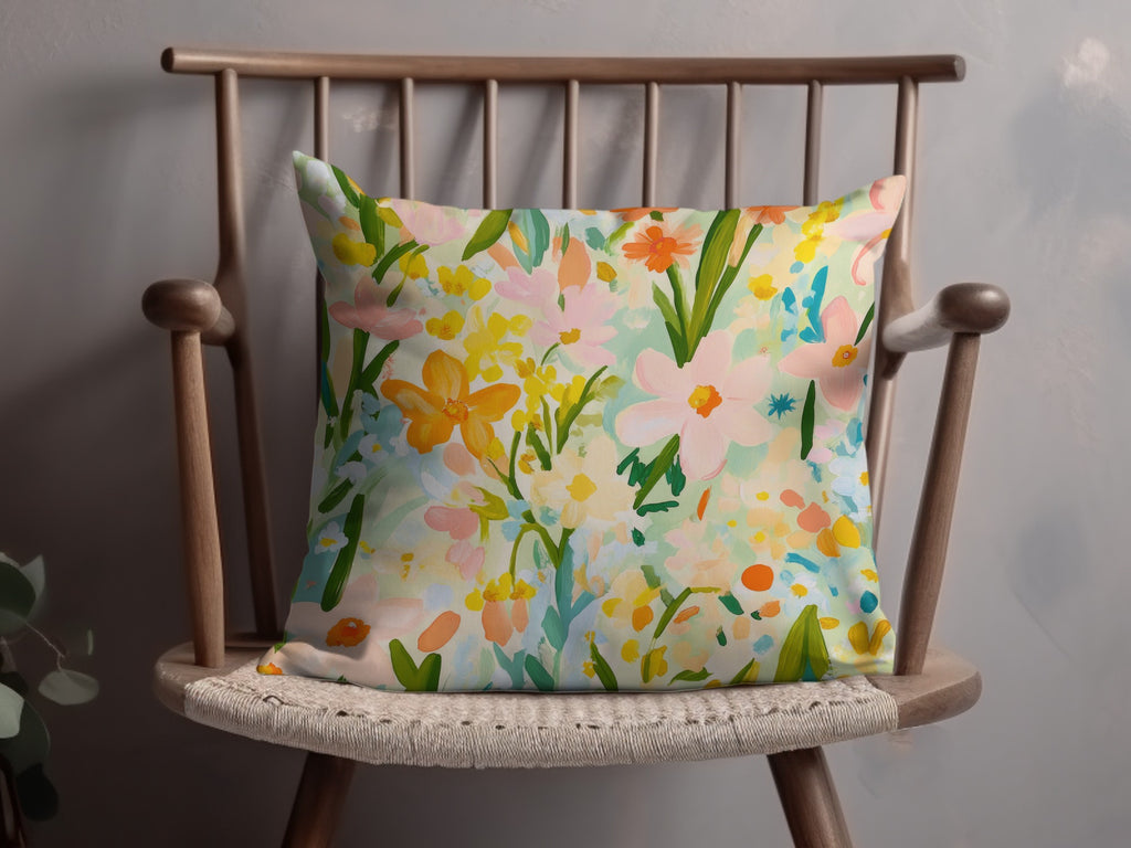 Vibrant Floral Bloom Design Pillow for Home Decor