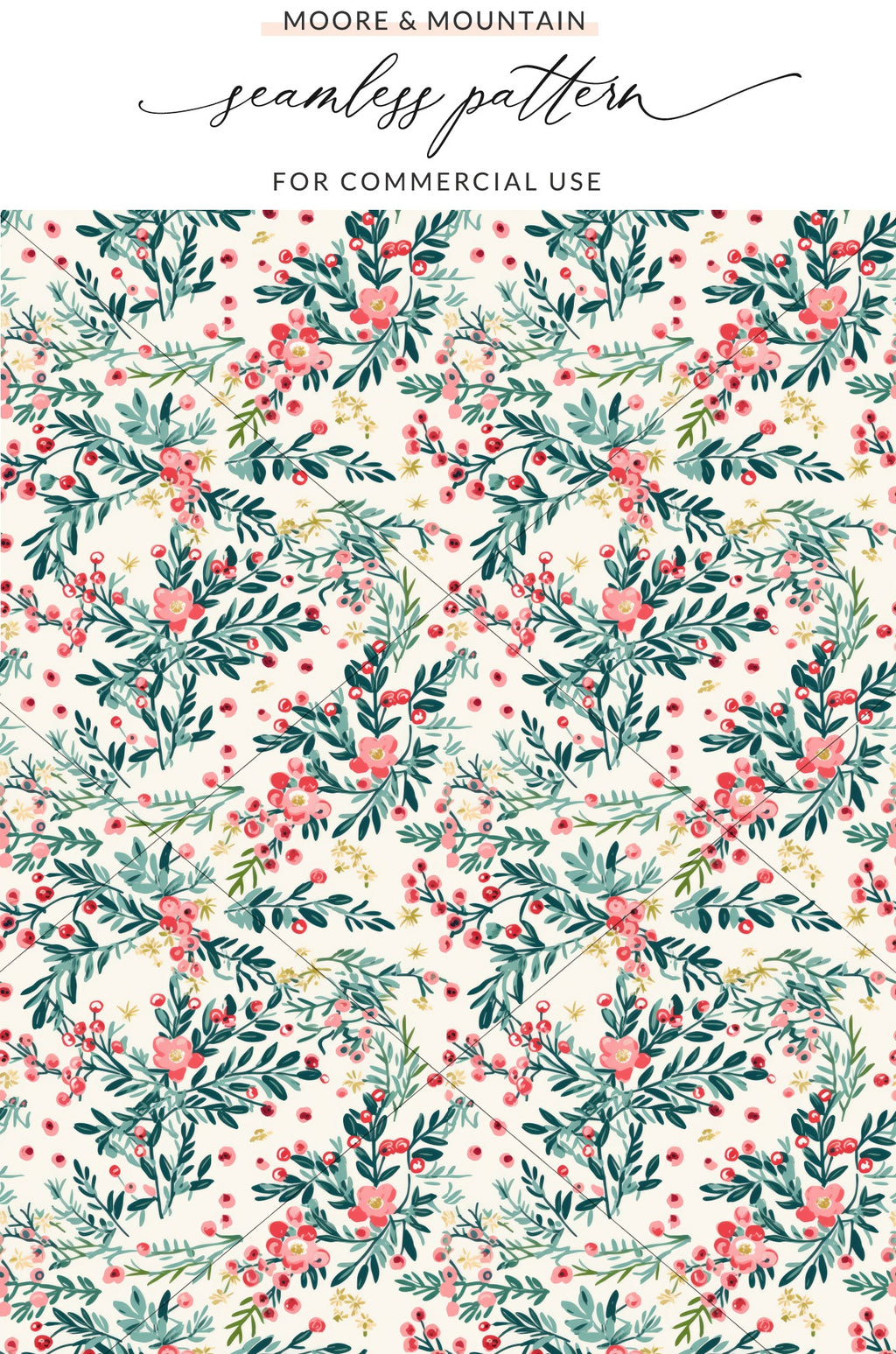 Floral Botanical Seamless Pattern for Commercial Use