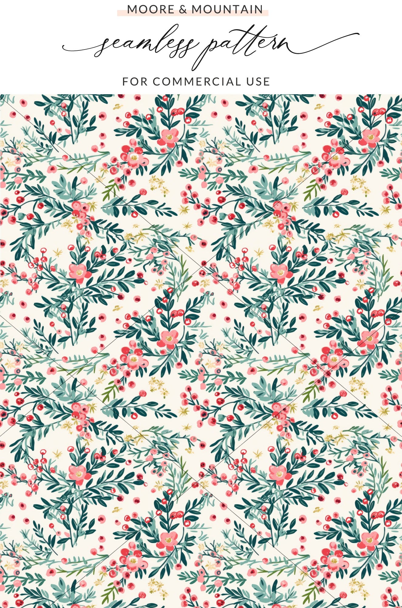 Floral Botanical Seamless Pattern for Commercial Use
