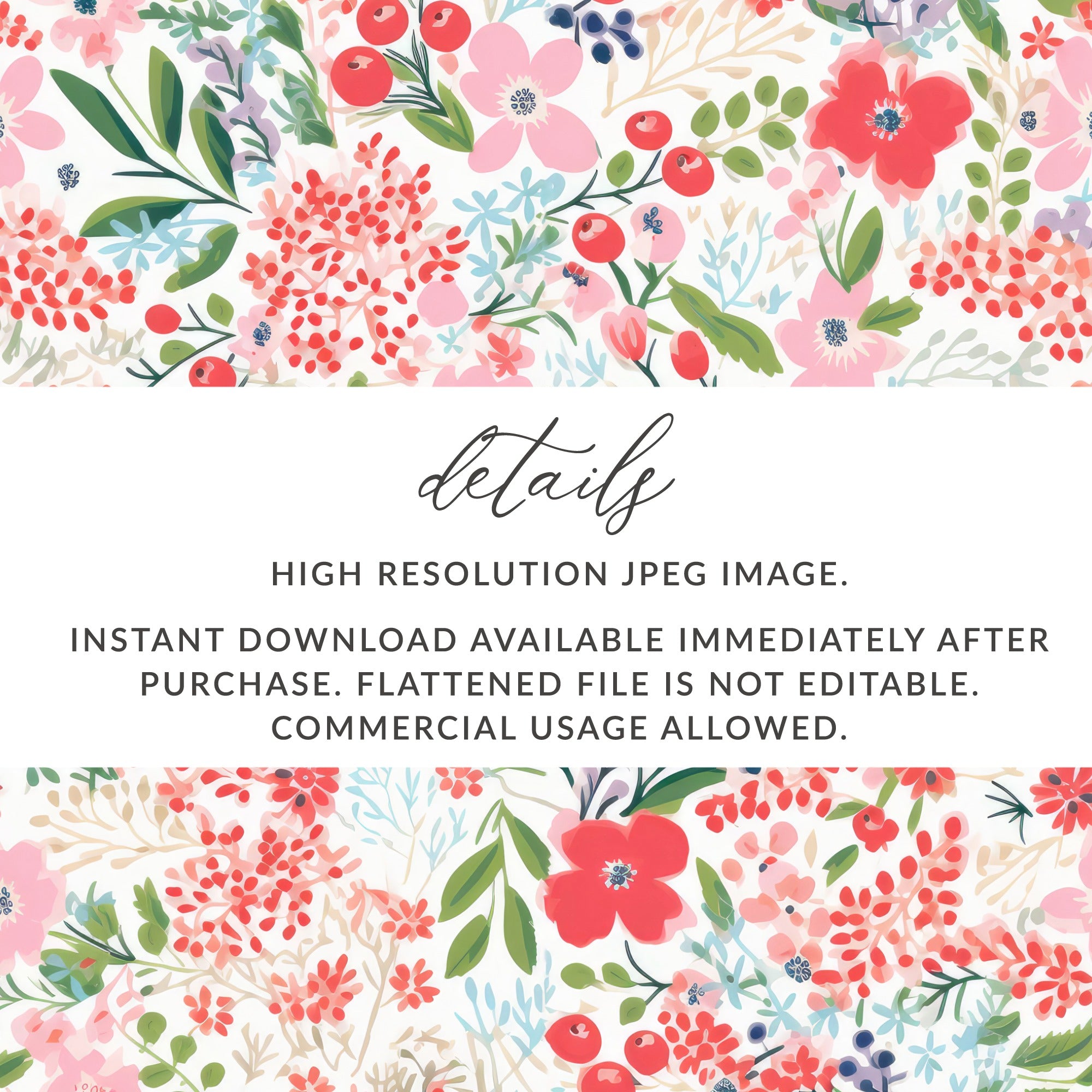 High Resolution JPEG Floral Design Instant Download