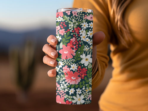 Floral Patterned Insulated Travel Mug Tumblers