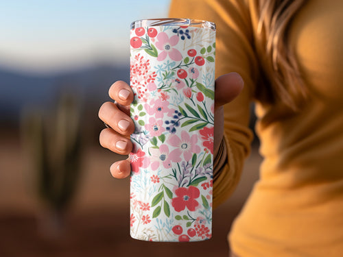 Floral Insulated Tumbler with Colorful Bloom Design