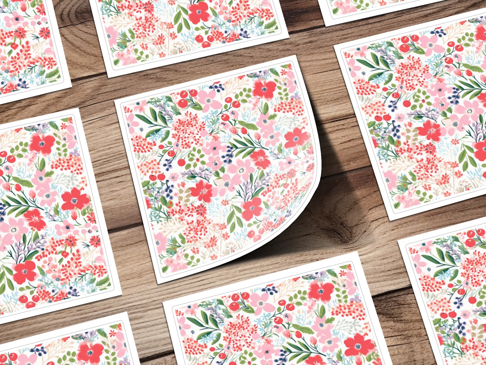Floral Pattern Greeting Cards in Vibrant Colorful Design