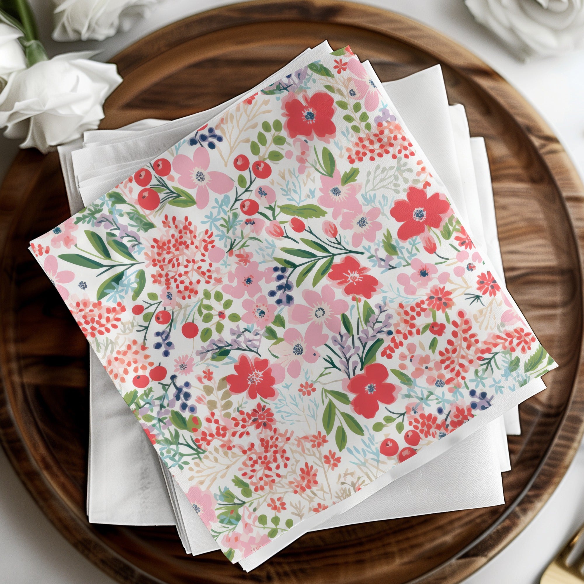 Vibrant Floral Pattern Design Decorative Napkin Set