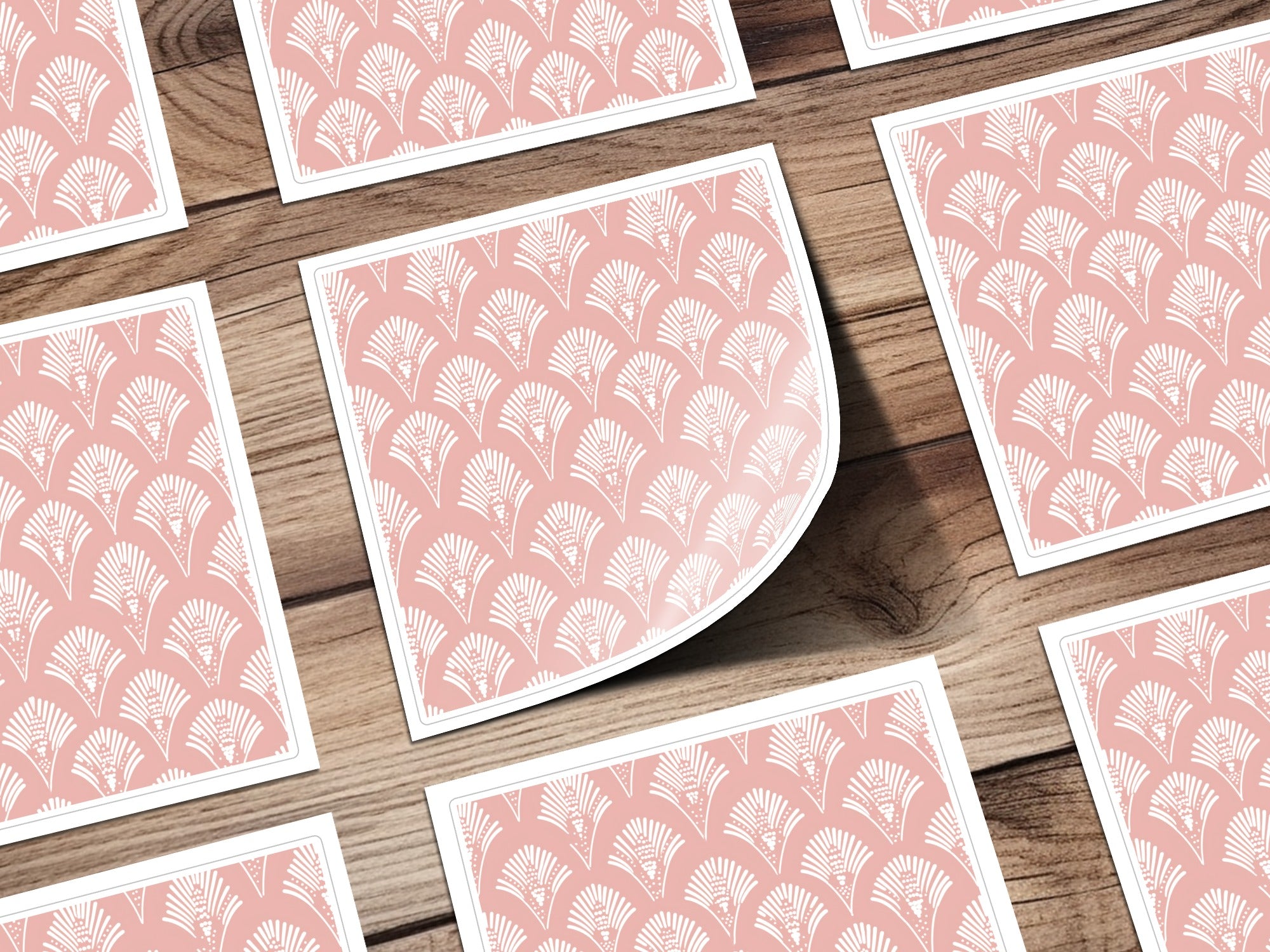 Pink and White Art Deco Geometric Pattern artwork
