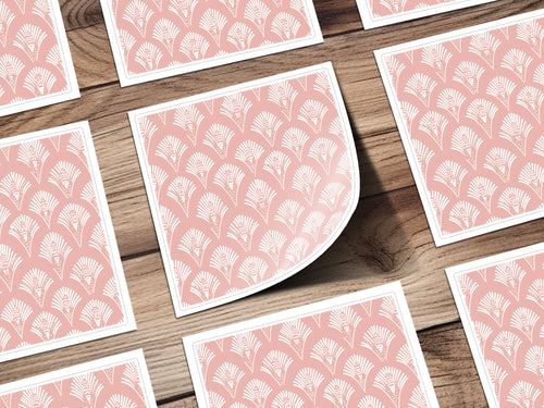 Pink and White Art Deco Geometric Pattern artwork