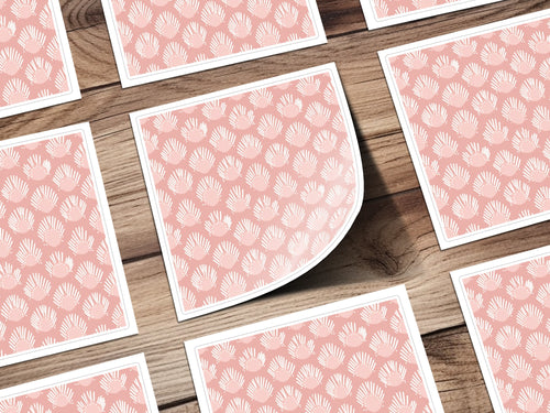 Pink Seashell Pattern with White Repetitive Design Sticker