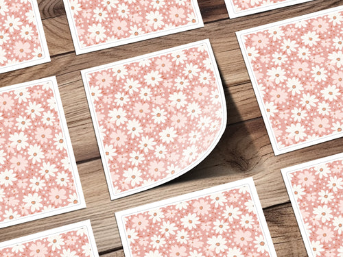 Pink and White Floral Print Pattern on Tiles Product