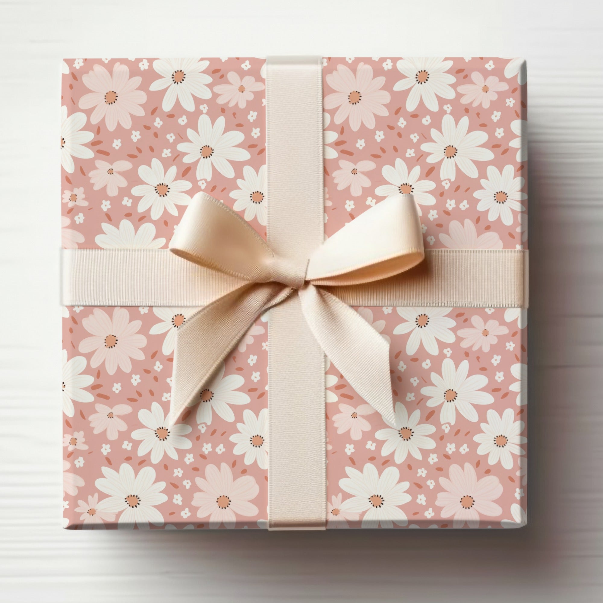 Elegant Floral Gift Box with Cream Ribbon for Any Occasion