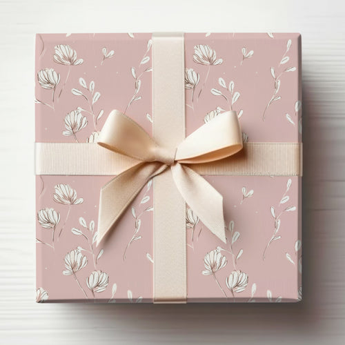 Elegant Pink Floral Gift Box with Ribbon Decor
