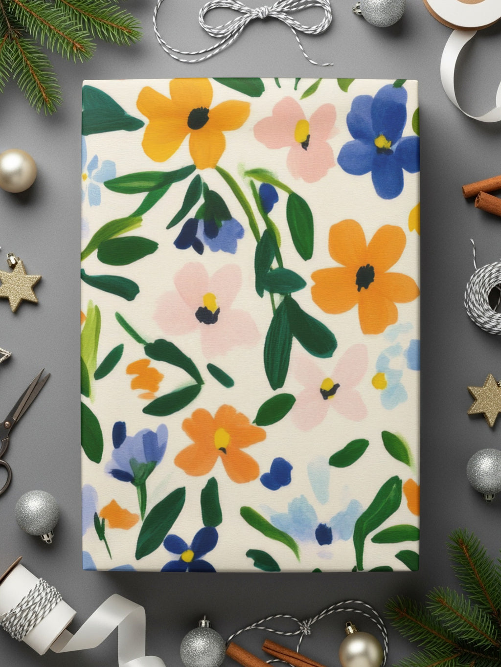 Colorful Floral Design Wrapping Paper for Festive Occasions