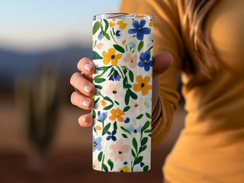 Colorful Floral Insulated Tumbler for Hot and Cold Drinks