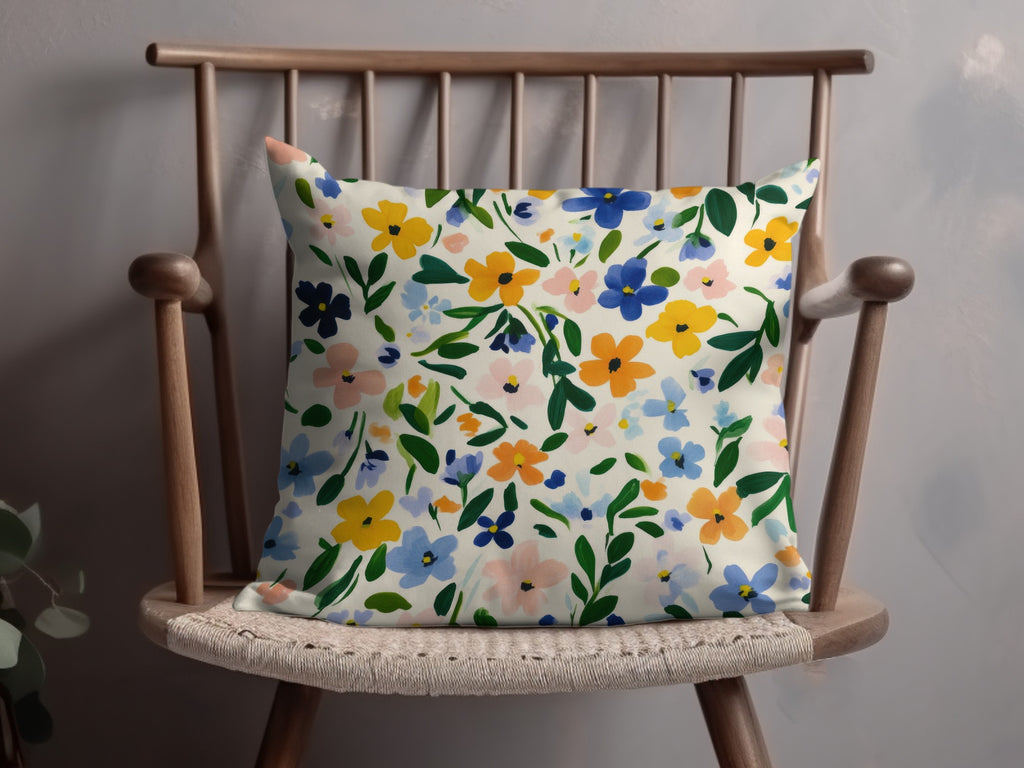 Vibrant Colorful Floral Pattern Throw Pillow product