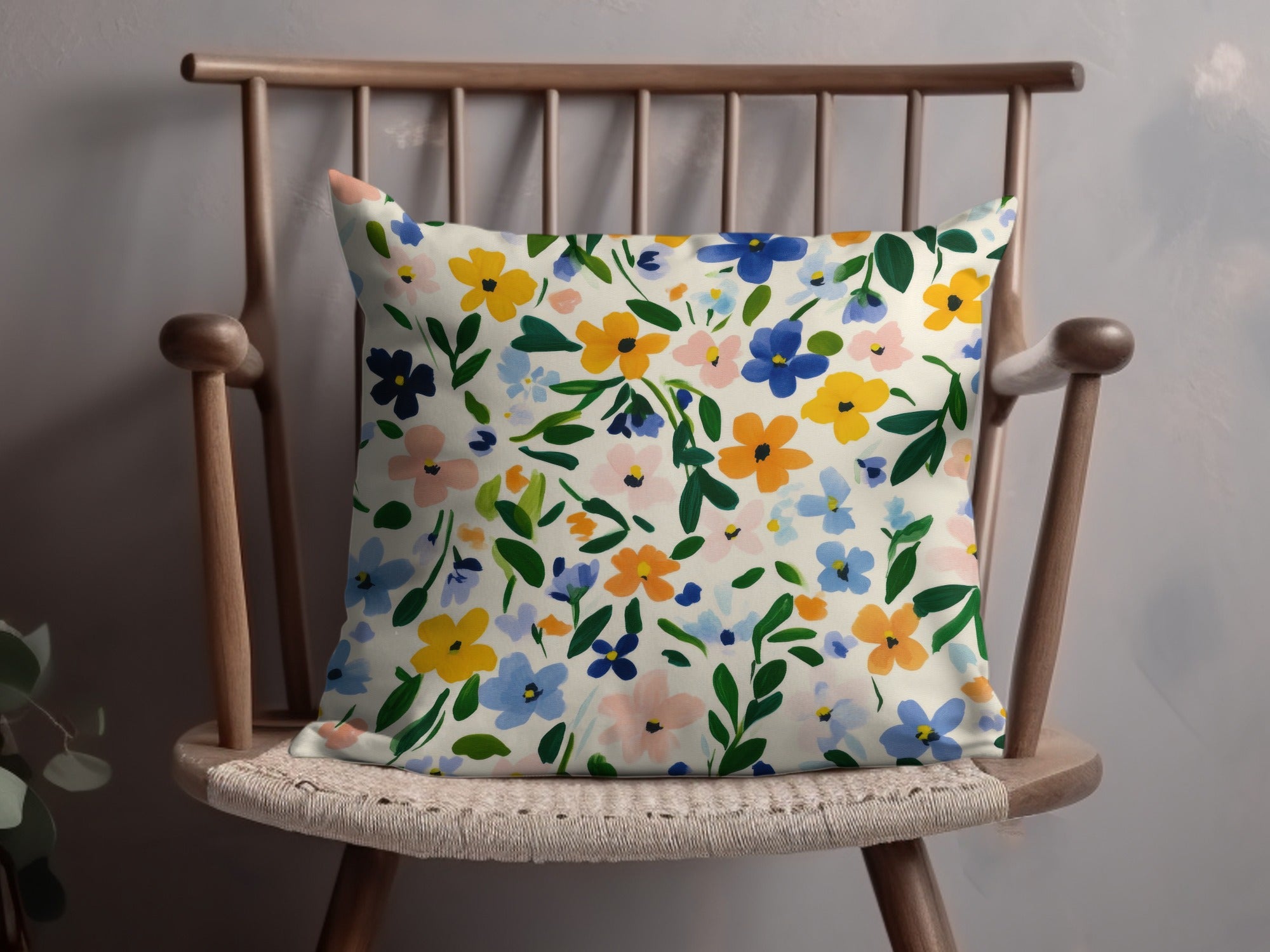 Vibrant Colorful Floral Pattern Throw Pillow product