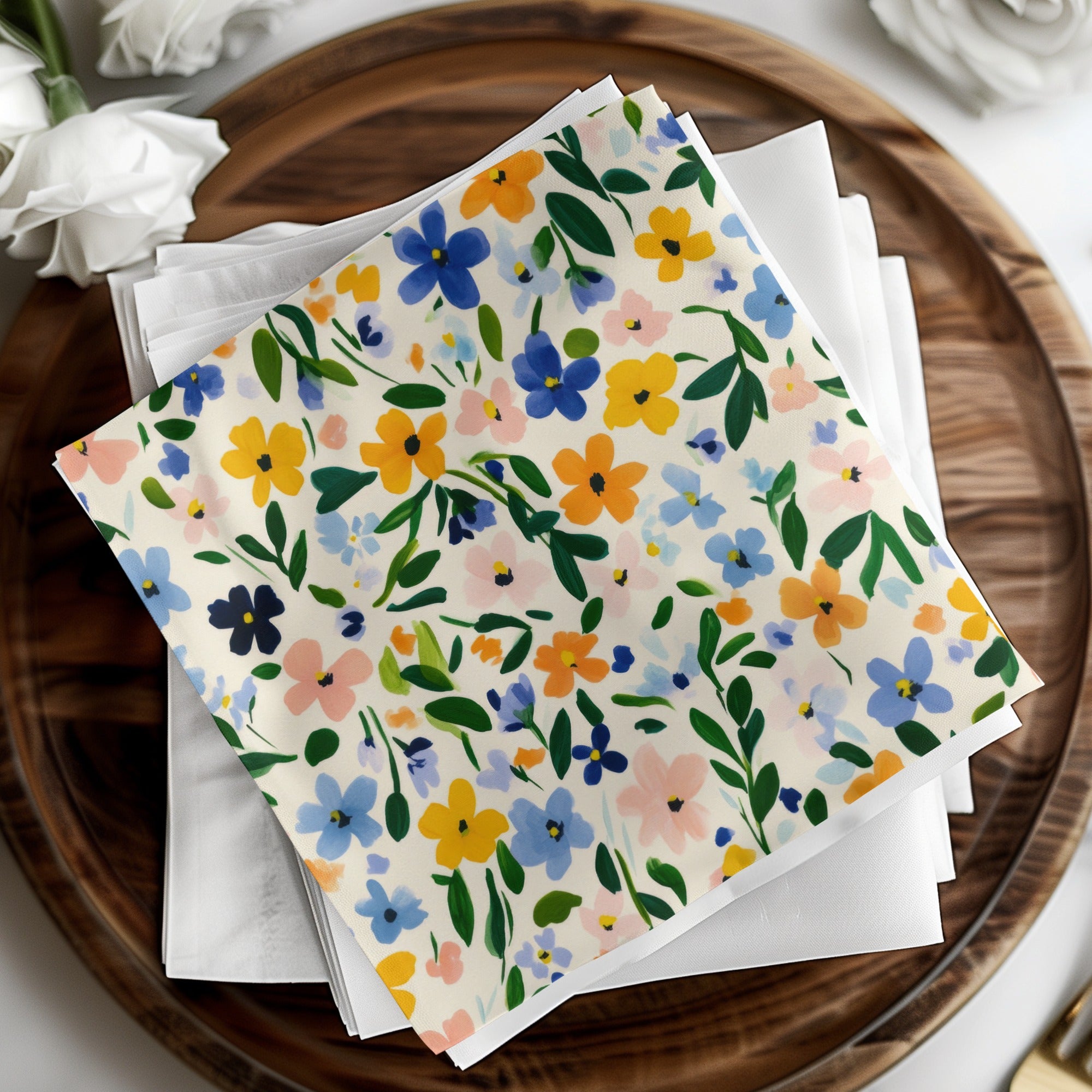 Colorful Floral Pattern Paper Napkin Set