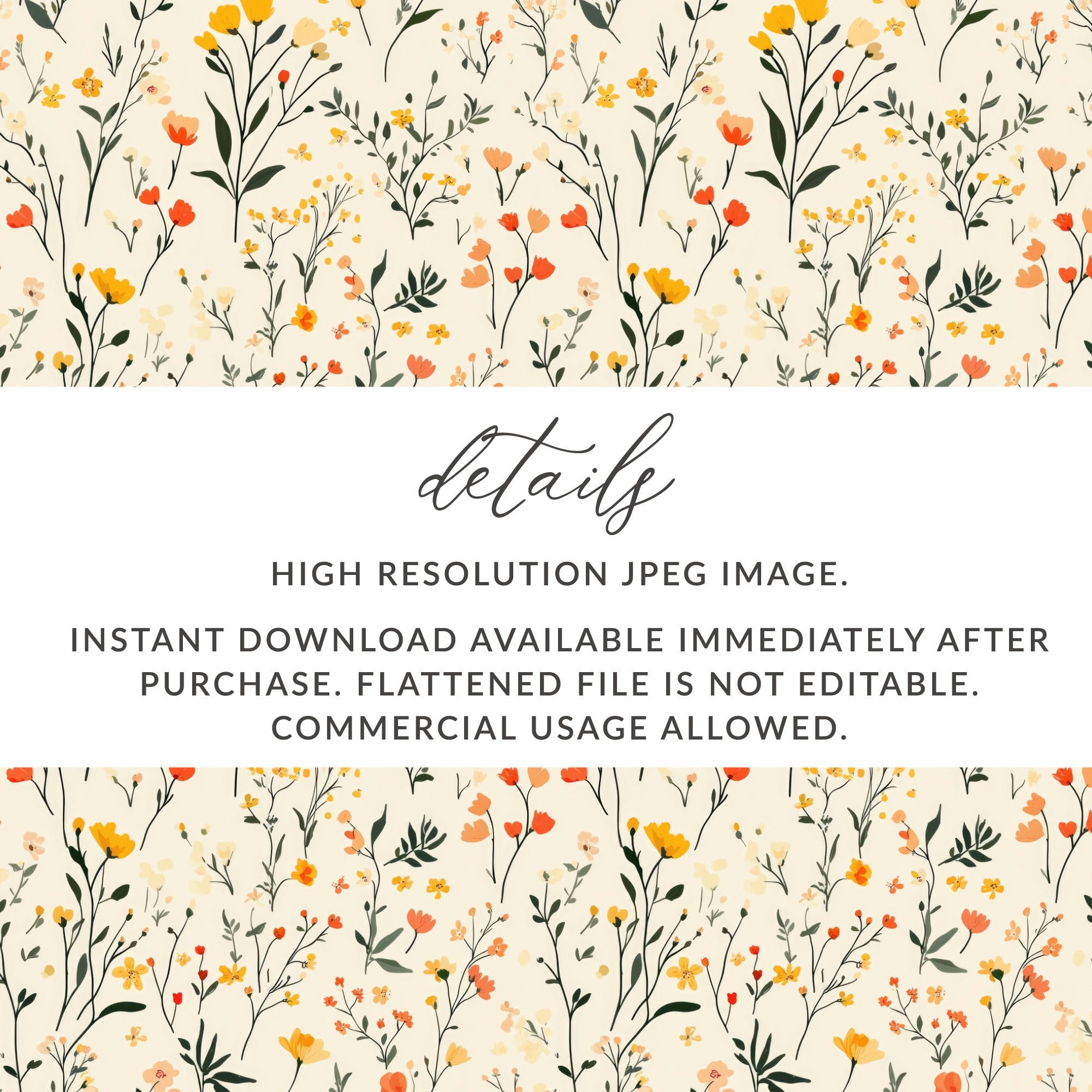 High Resolution Flower Pattern JPEG Digital Download
