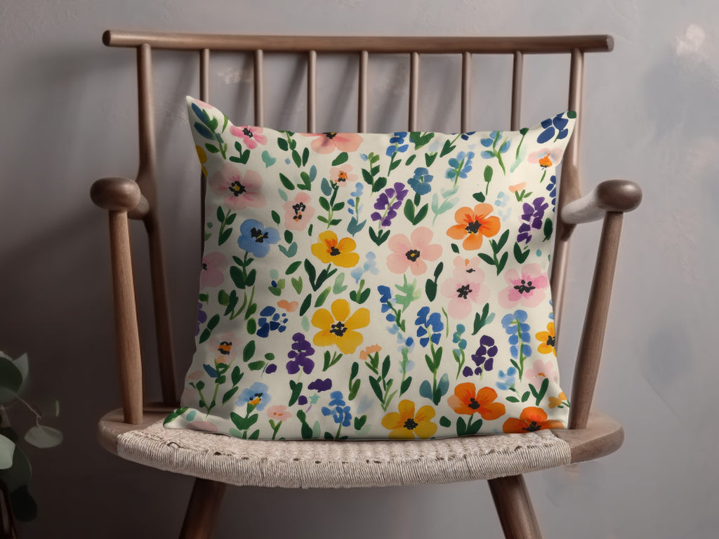 Colorful Floral Pattern Throw Pillow for Home Decor