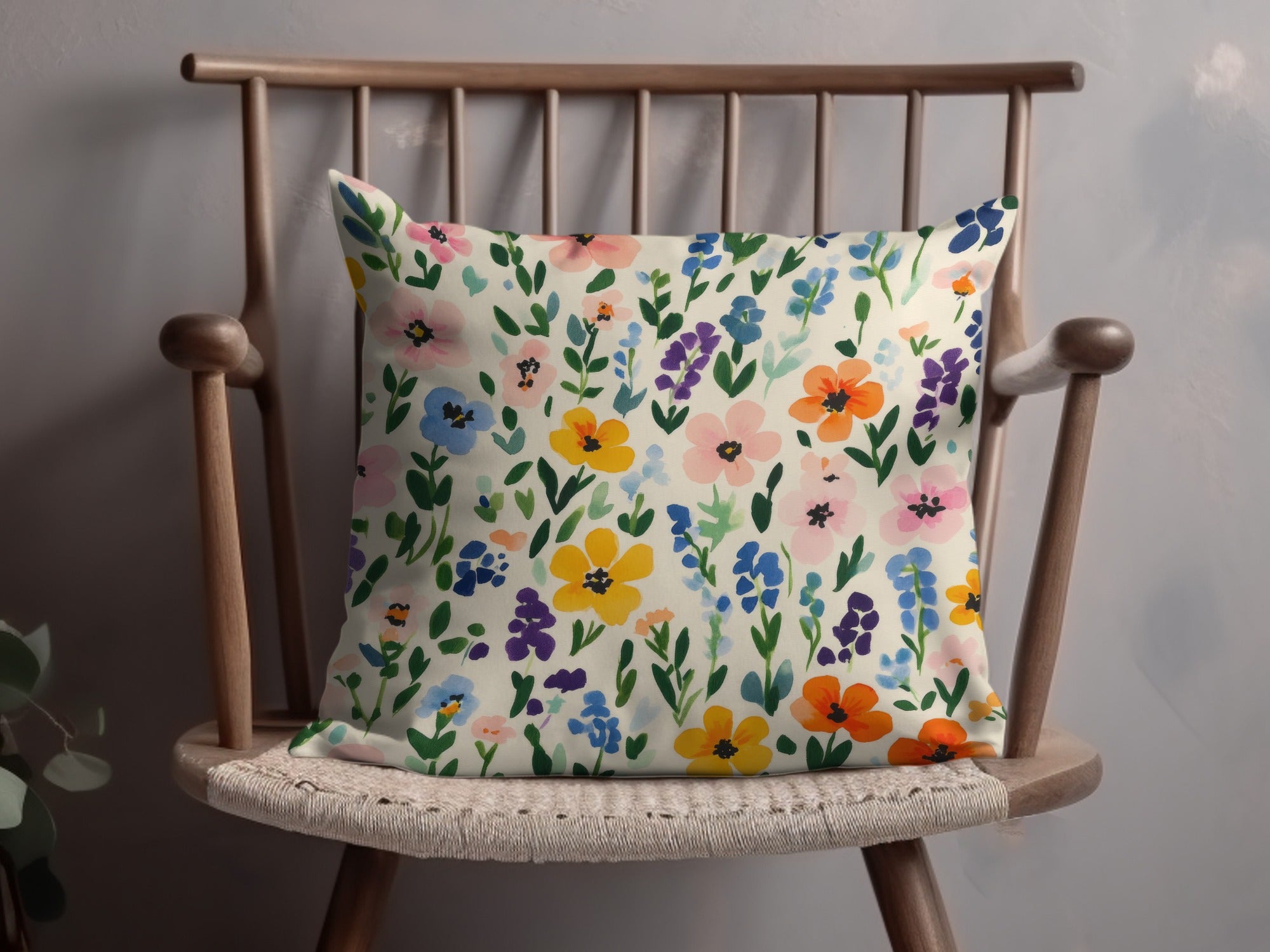 Colorful Floral Pattern Throw Pillow for Home Decor