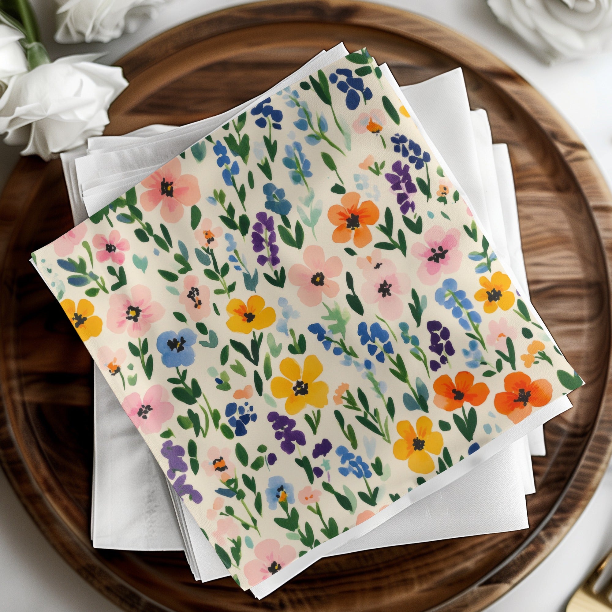 Colorful Floral Pattern Design Paper Napkin Set