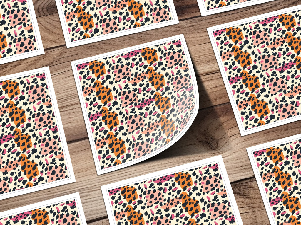 Vibrant Leopard Print Colorful Sticker Sheet Design