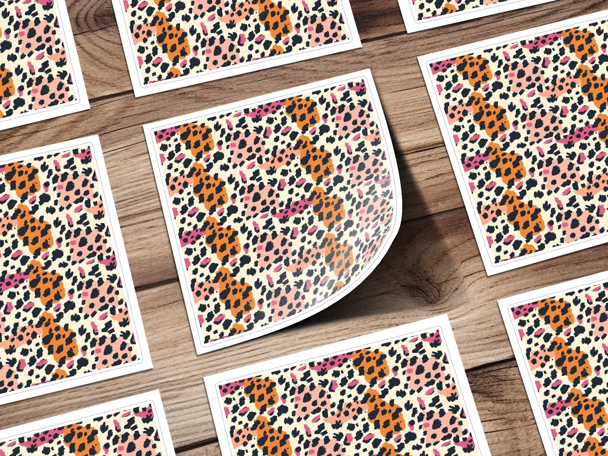 Vibrant Leopard Print Colorful Sticker Sheet Design