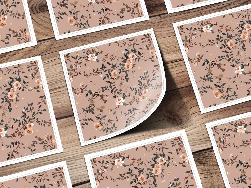 Elegant Floral Print Pattern Sheet Customizable Sticker