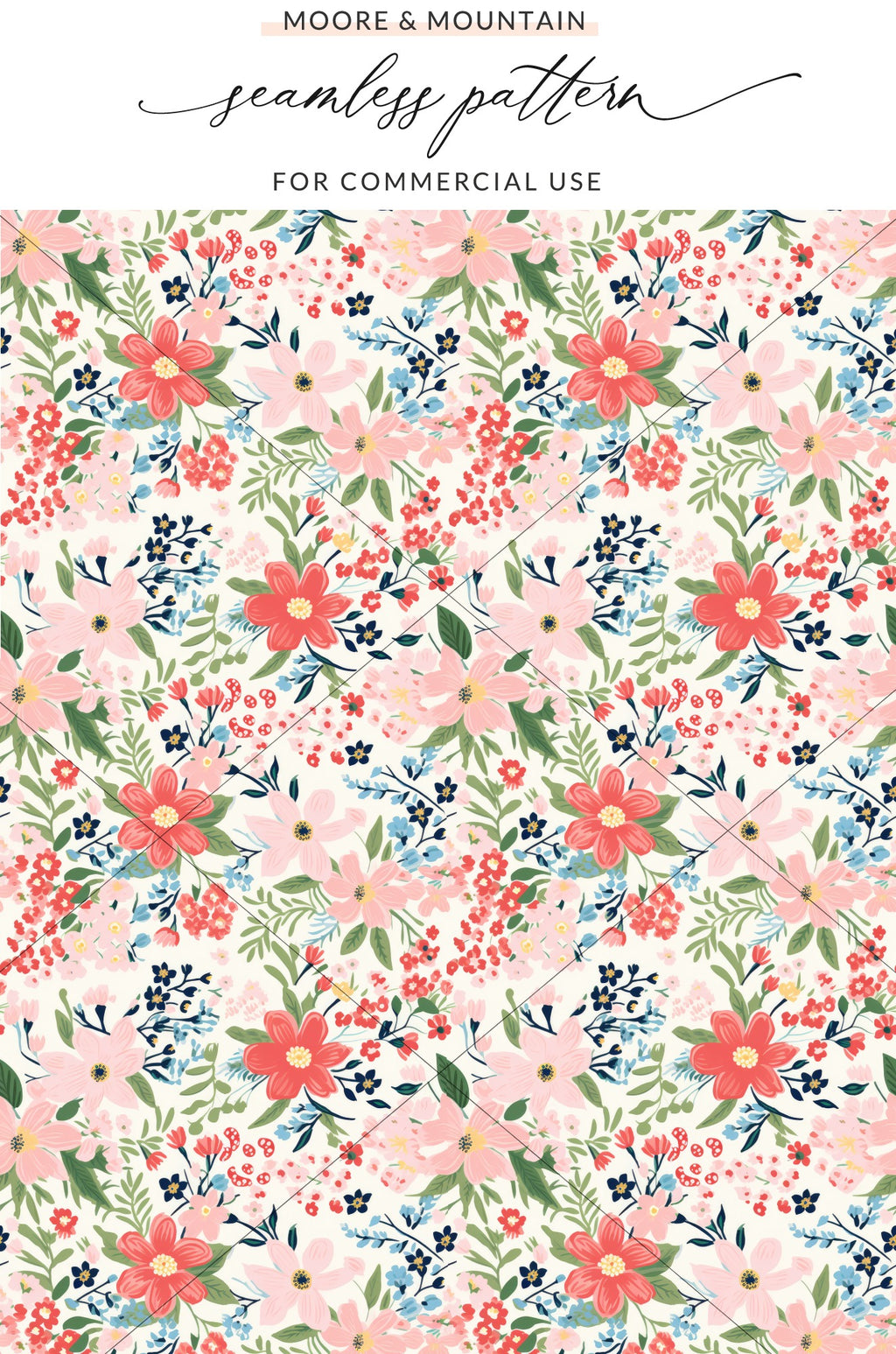 Vibrant Floral Seamless Pattern for Commercial Use