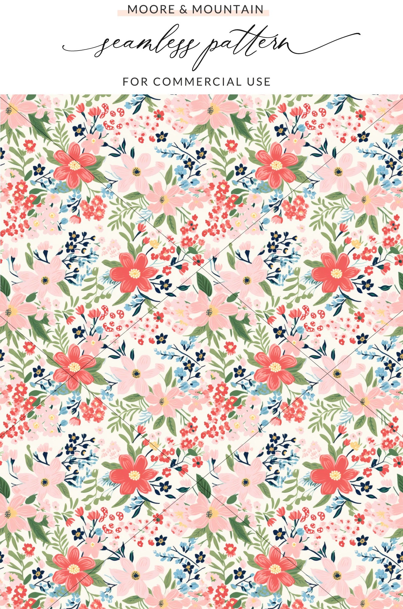 Vibrant Floral Seamless Pattern for Commercial Use