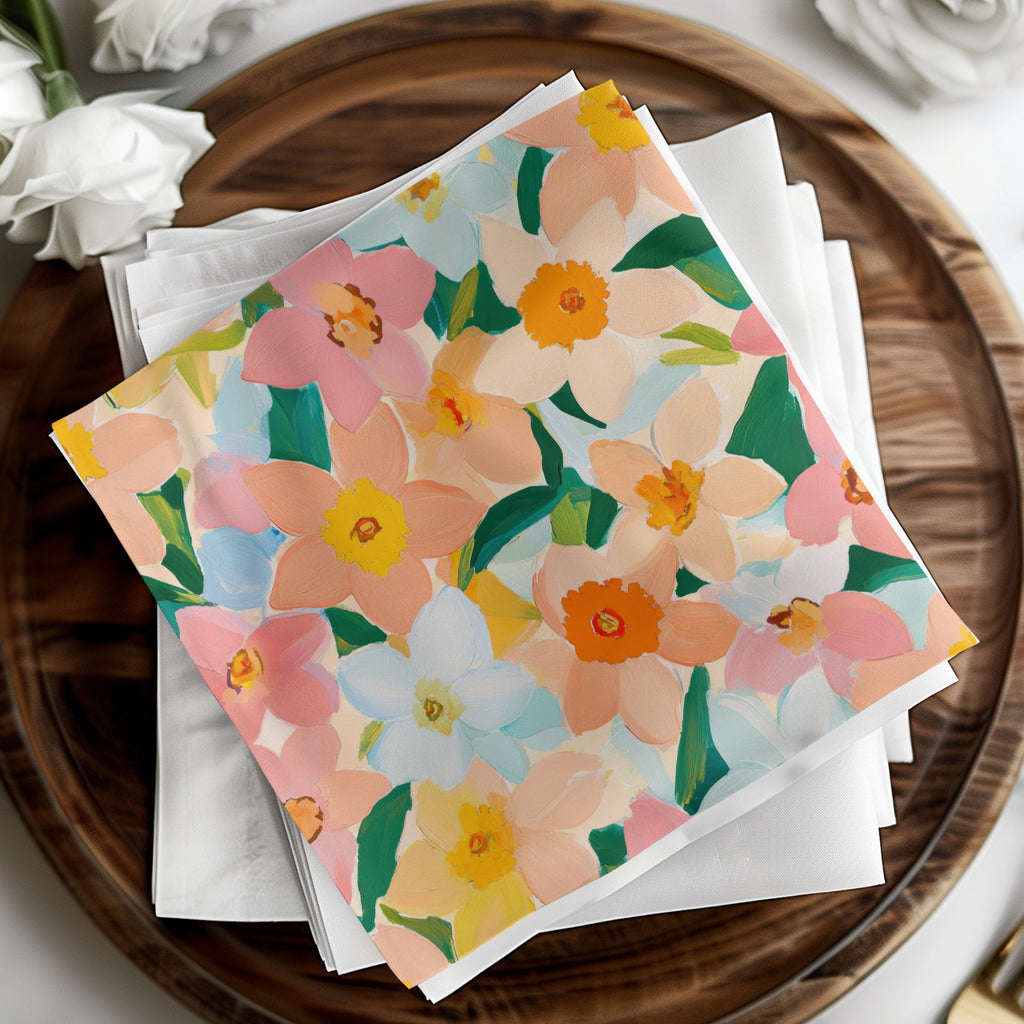 Vibrant Multicolor Floral Design Paper Napkins Set