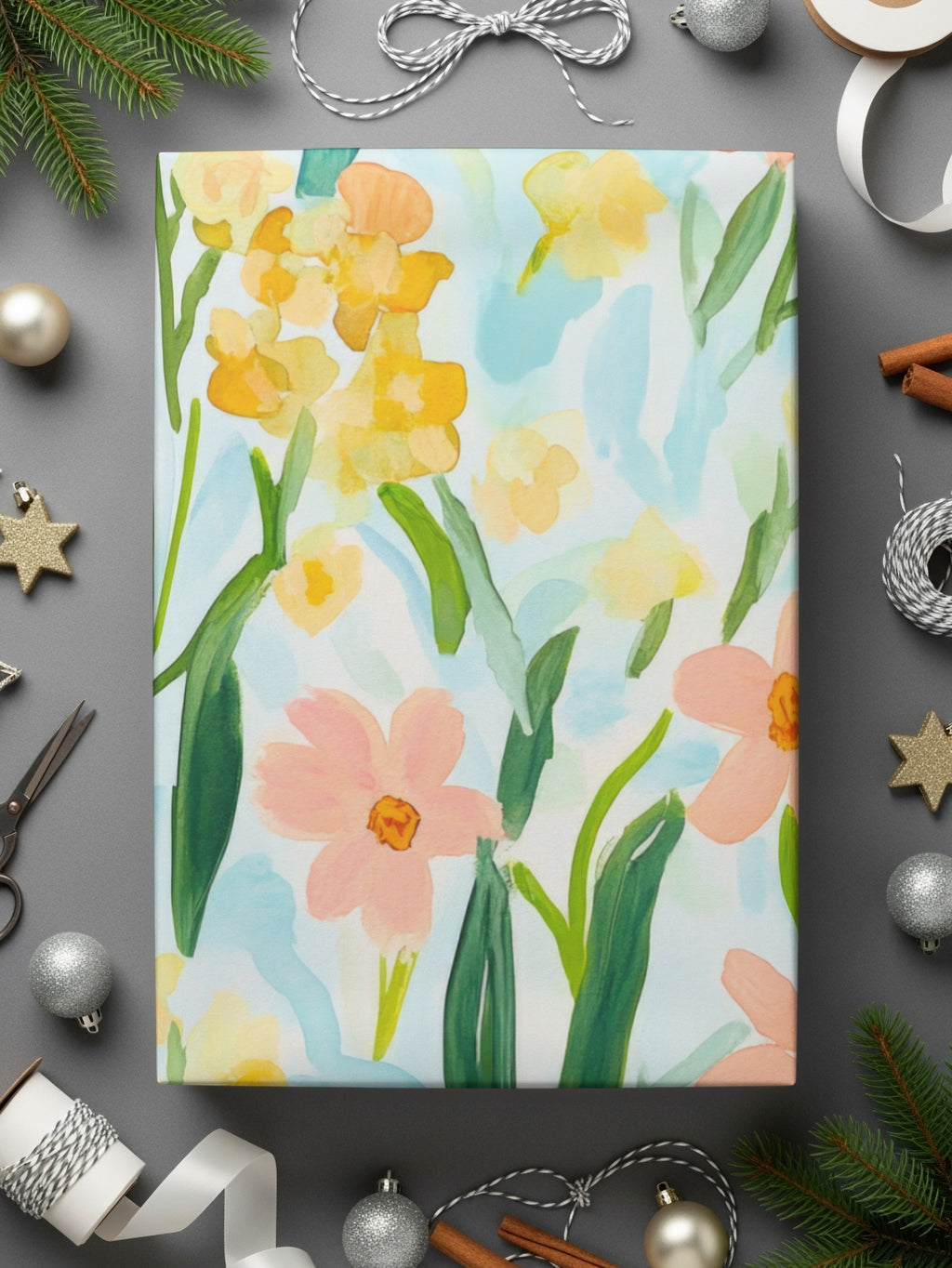 Floral and Greenery Themed Wrapping Paper Product