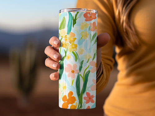 Floral Pattern Insulated Tumbler for Hot and Cold Drinks