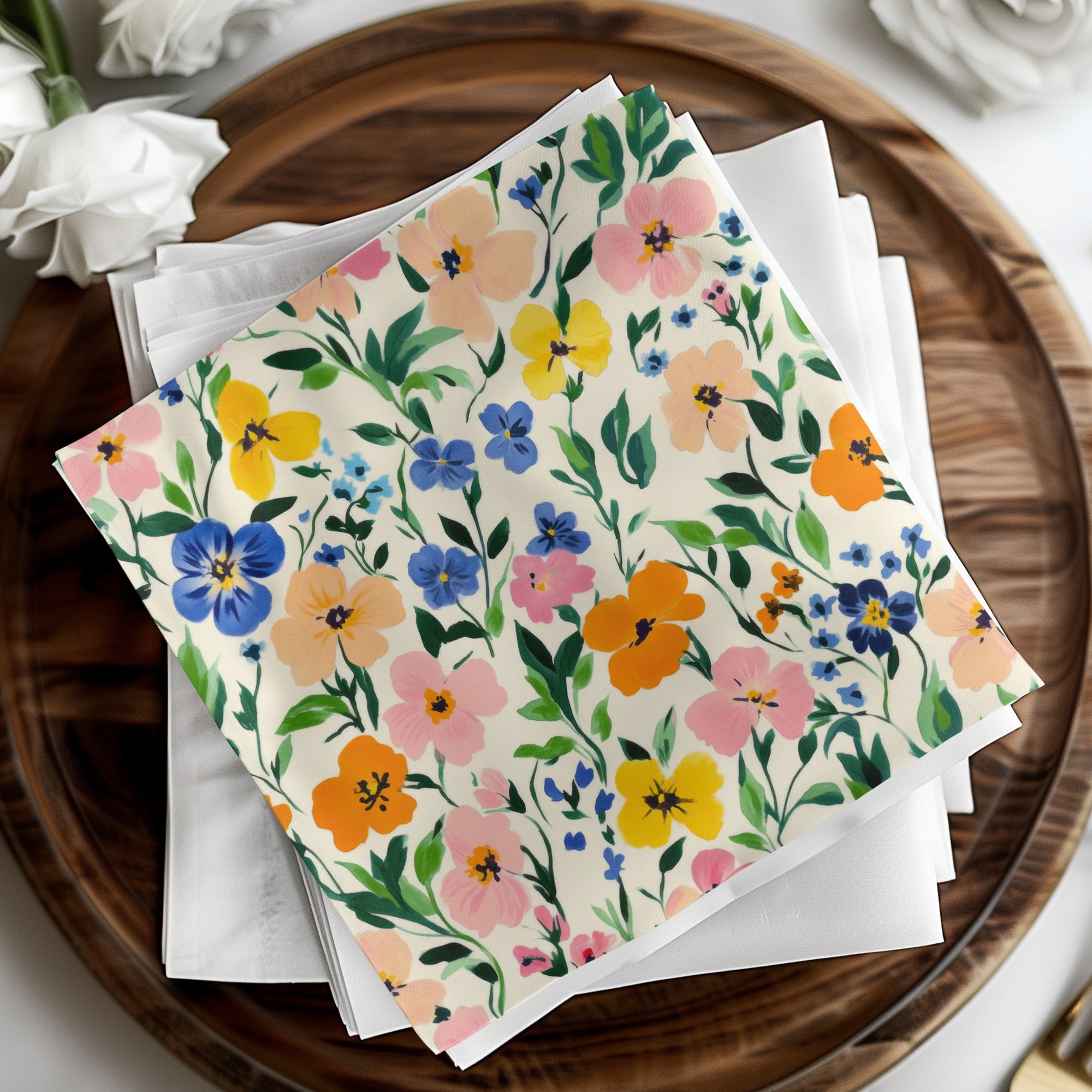 Vibrant Floral Print Decorative Paper Napkins Product