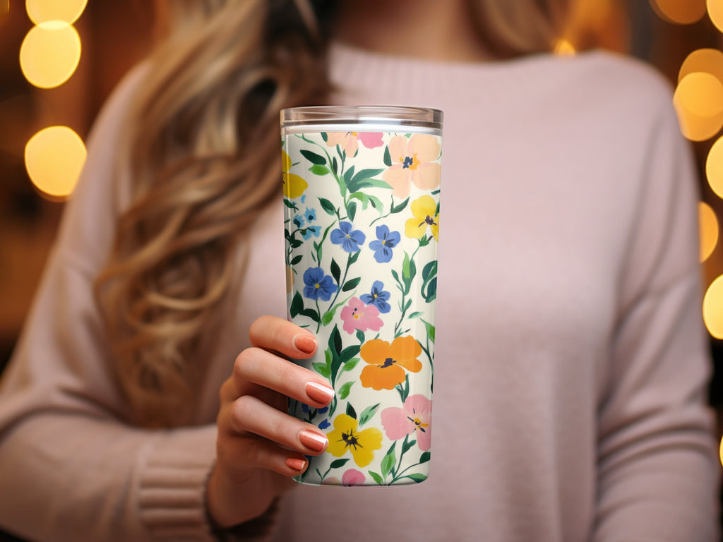 Colorful Floral Design Insulated Tumbler Cup Product