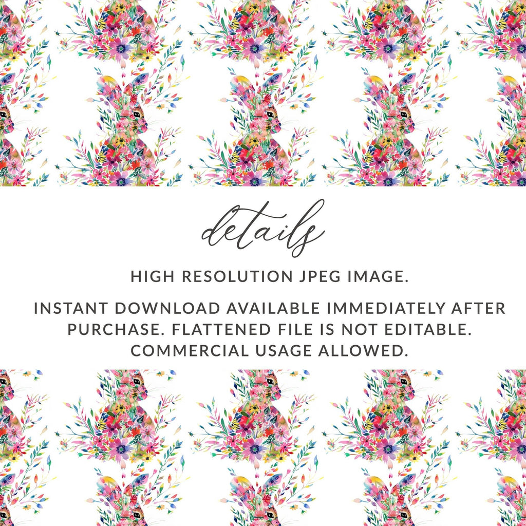 Bohemian Rabbit Floral Pattern Background Art Graphics - Moore and Mountain