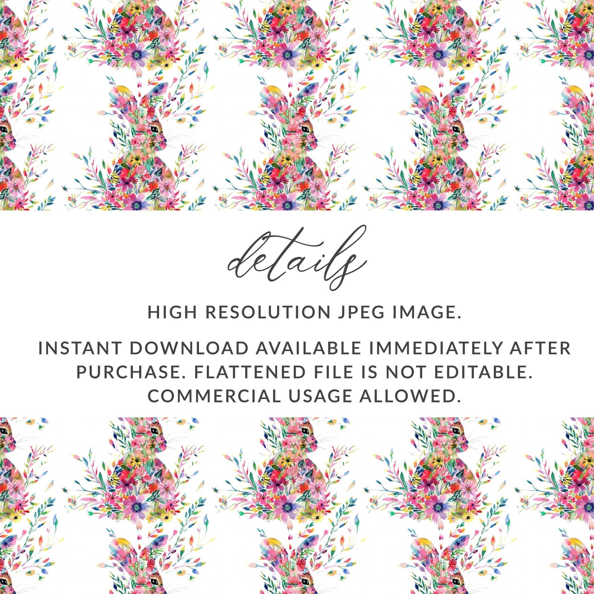 Bohemian Rabbit Floral Pattern Background Art Graphics - Moore and Mountain
