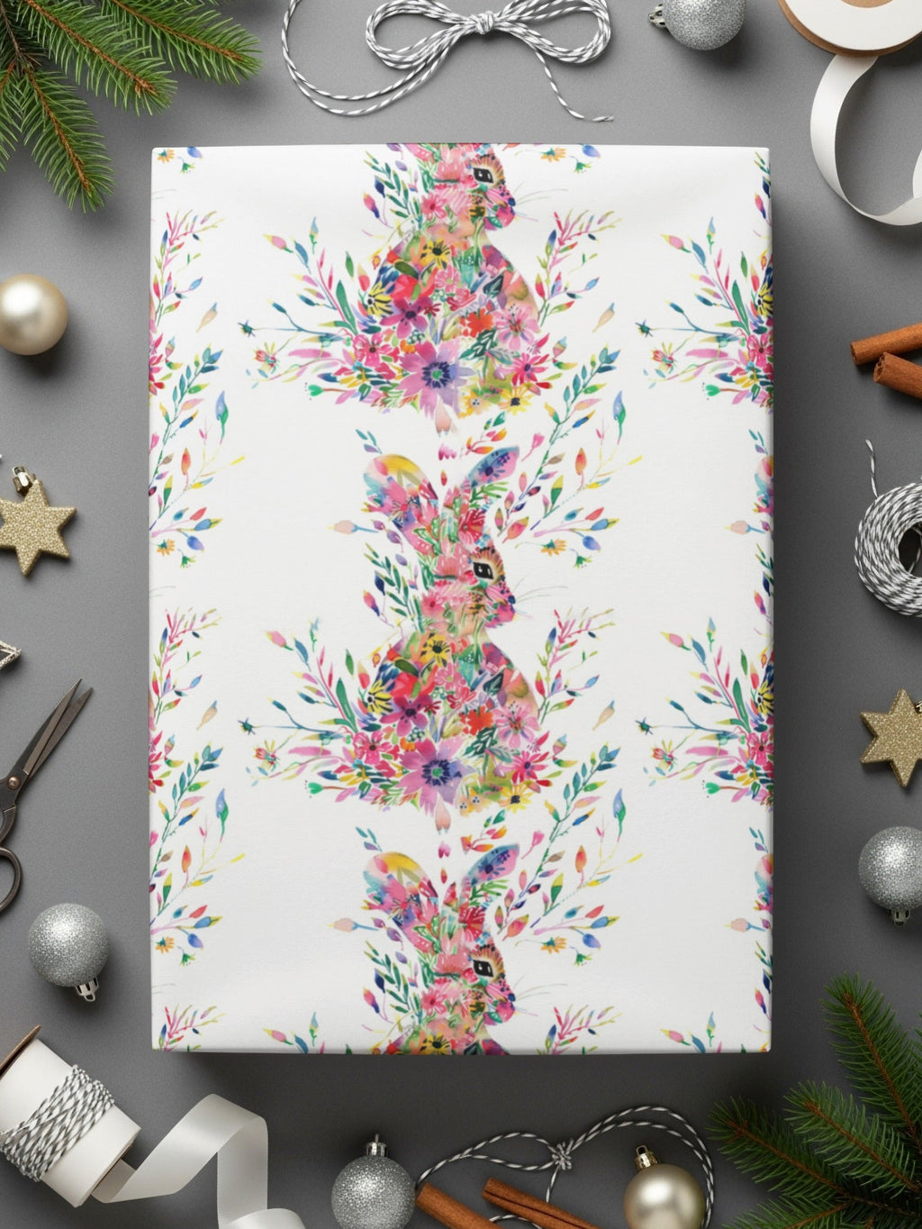 Bohemian Rabbit Floral Pattern Background Art Graphics - Moore and Mountain