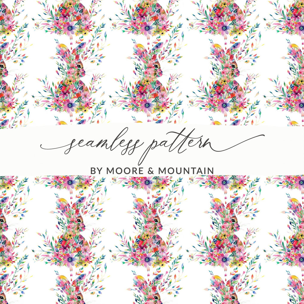 Bohemian Rabbit Floral Pattern Background Art Graphics - Moore and Mountain