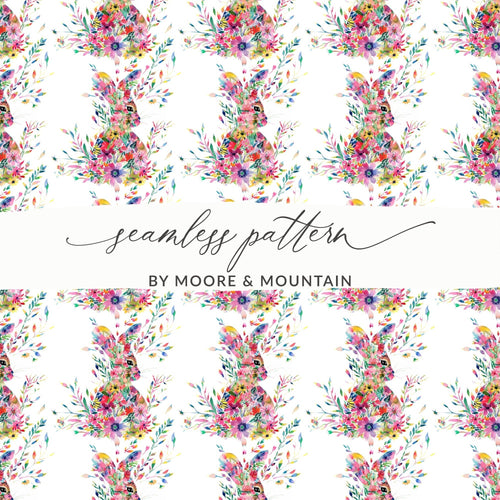 Bohemian Rabbit Floral Pattern Background Art Graphics - Moore and Mountain
