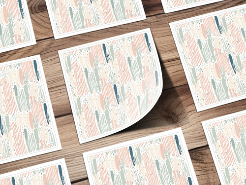Abstract Brush Stroke Design Square Card Set
